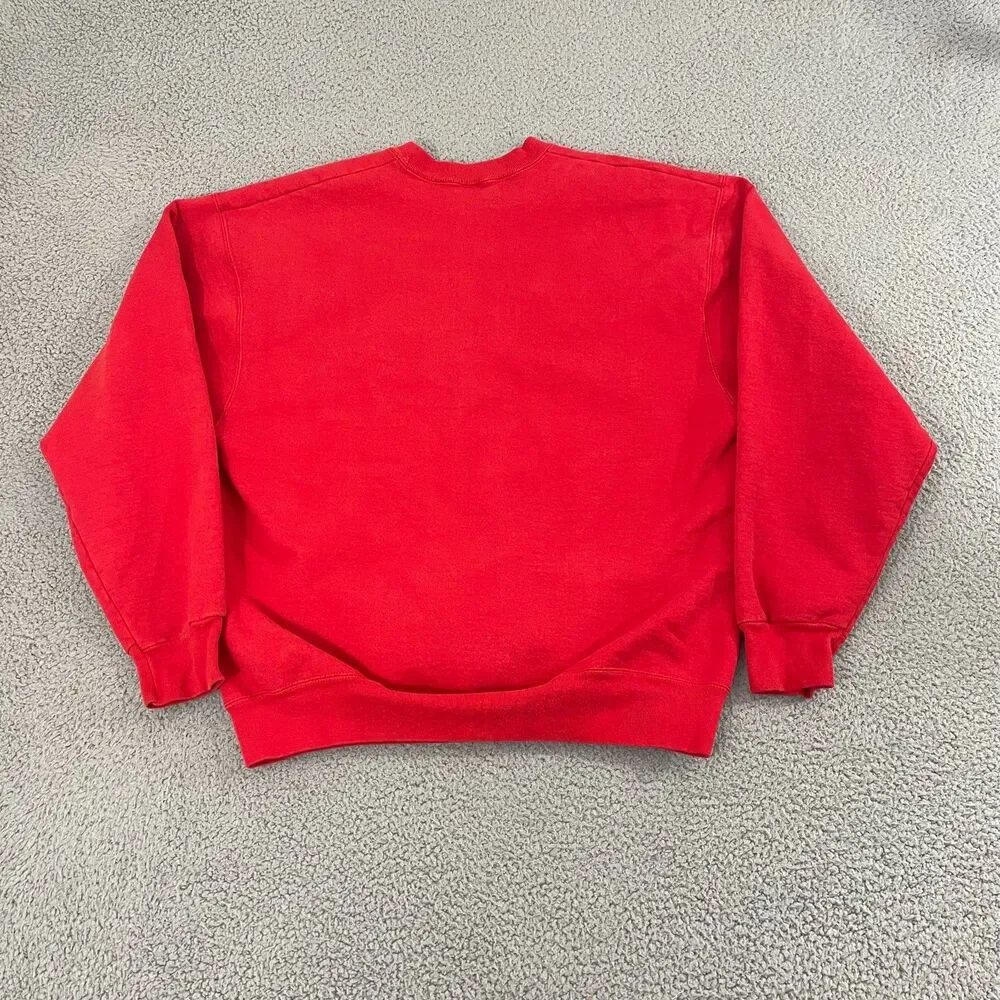 Vintage Indiana University Sweatshirt Men L Red IU Hoosiers Crewneck Pullover - Picture 4 of 8